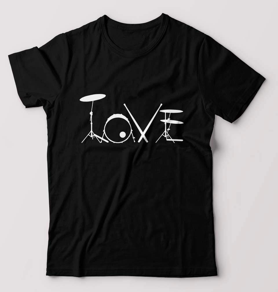 Love Drum T-Shirt for Men-Black-Ektarfa.online
