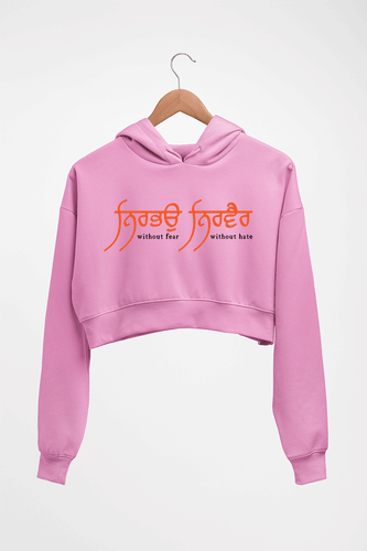Nirbhau Nirvair Crop HOODIE FOR WOMEN-Light Baby Pink-Ektarfa.online