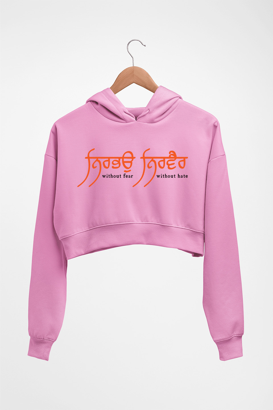 Nirbhau Nirvair Crop HOODIE FOR WOMEN-Light Baby Pink-Ektarfa.online