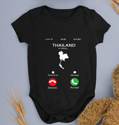 Thailand Calling Kids Romper For Baby Boy/Girl-0-5 Months(18 Inches)-Black-Ektarfa.online