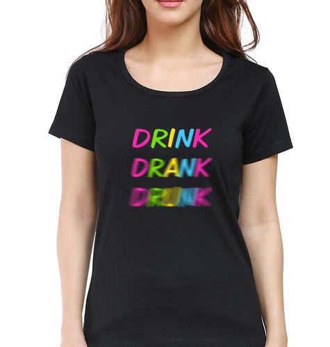 Drink Alcoholic T-Shirt for Women-Black-Ektarfa.online