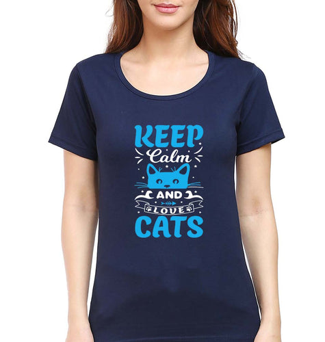 Cat T-Shirt for Women-Navy Blue-Ektarfa.online