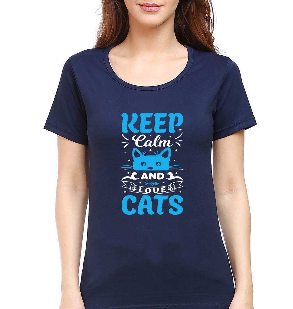 Cat T-Shirt for Women-Navy Blue-Ektarfa.online