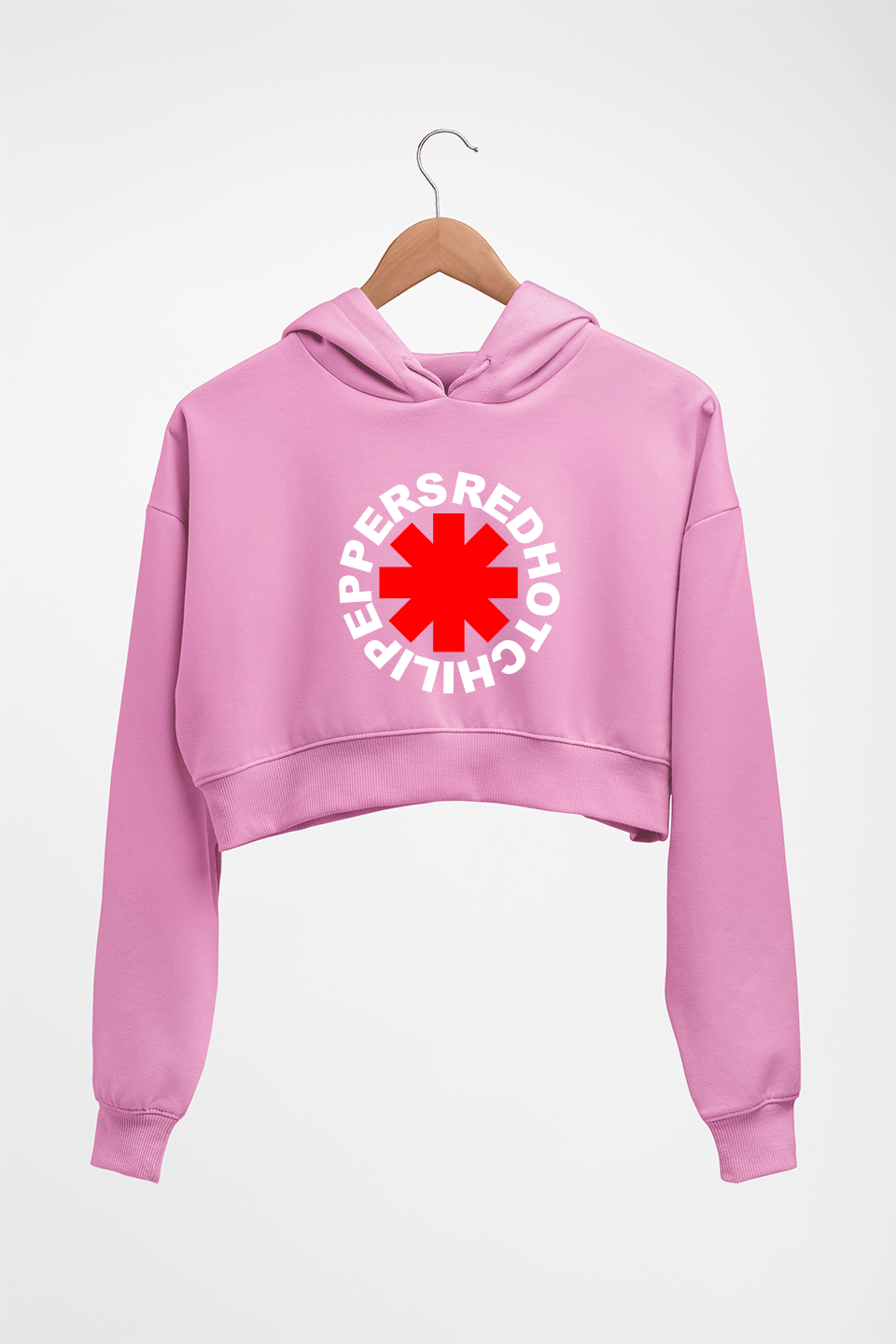 Red Hot Chili Peppers Crop HOODIE FOR WOMEN-Light Baby Pink-Ektarfa.online
