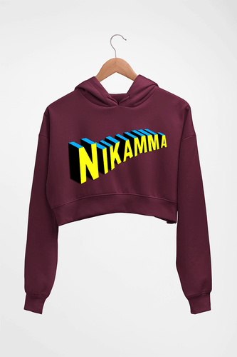 Nikamma Crop HOODIE FOR WOMEN-Maroon-Ektarfa.online