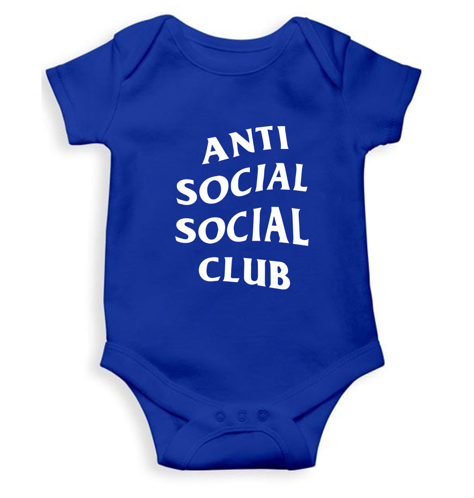 Anti Social Social Club Kids Romper For Baby Boy/Girl-0-5 Months(18 Inches)-Royal Blue-Ektarfa.online