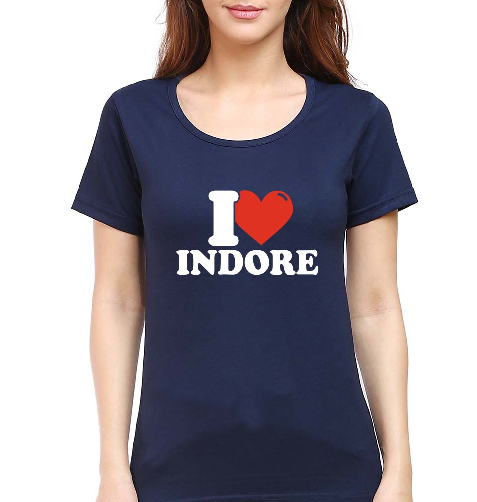 I Love Indore T-Shirt for Women-Navy Blue-Ektarfa.online