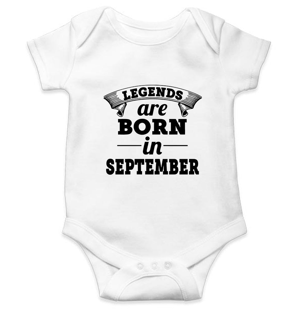 Legends are born in september Kids Romper For Baby Boy/Girl-0-5 Months(18 Inches)-White-Ektarfa.online