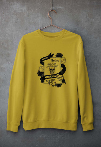 Joker Card Poker Unisex Sweatshirt for Men/Women-Mustard Yellow-Ektarfa.online
