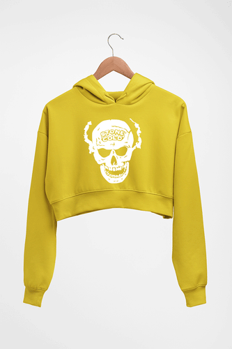 Stone Cold Steve Austin (WWE) Crop HOODIE FOR WOMEN-Mustard Yellow-Ektarfa.online