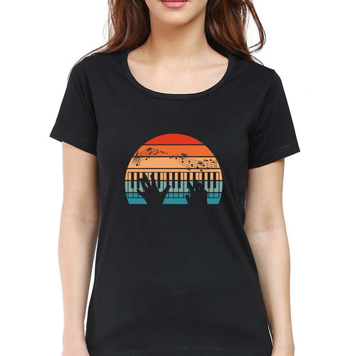 Piano T-Shirt for Women-Black-Ektarfa.online