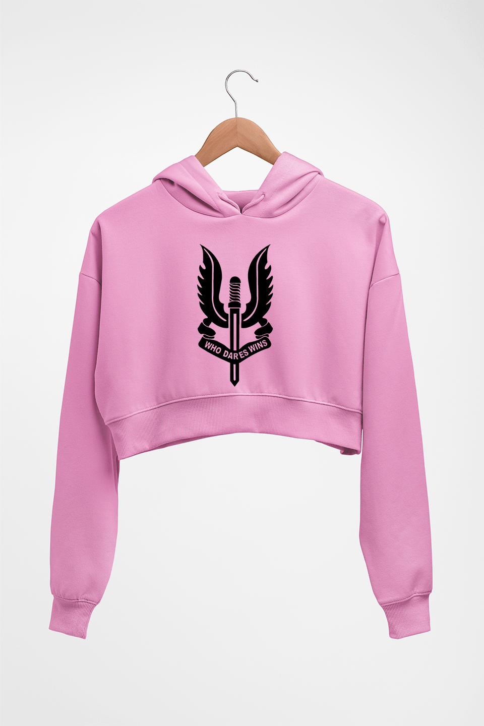 Who Dares Wins Balidaan Army Crop HOODIE FOR WOMEN-Light Baby Pink-Ektarfa.online