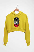 Load image into Gallery viewer, Cat Crop HOODIE FOR WOMEN-Mustard Yellow-Ektarfa.online
