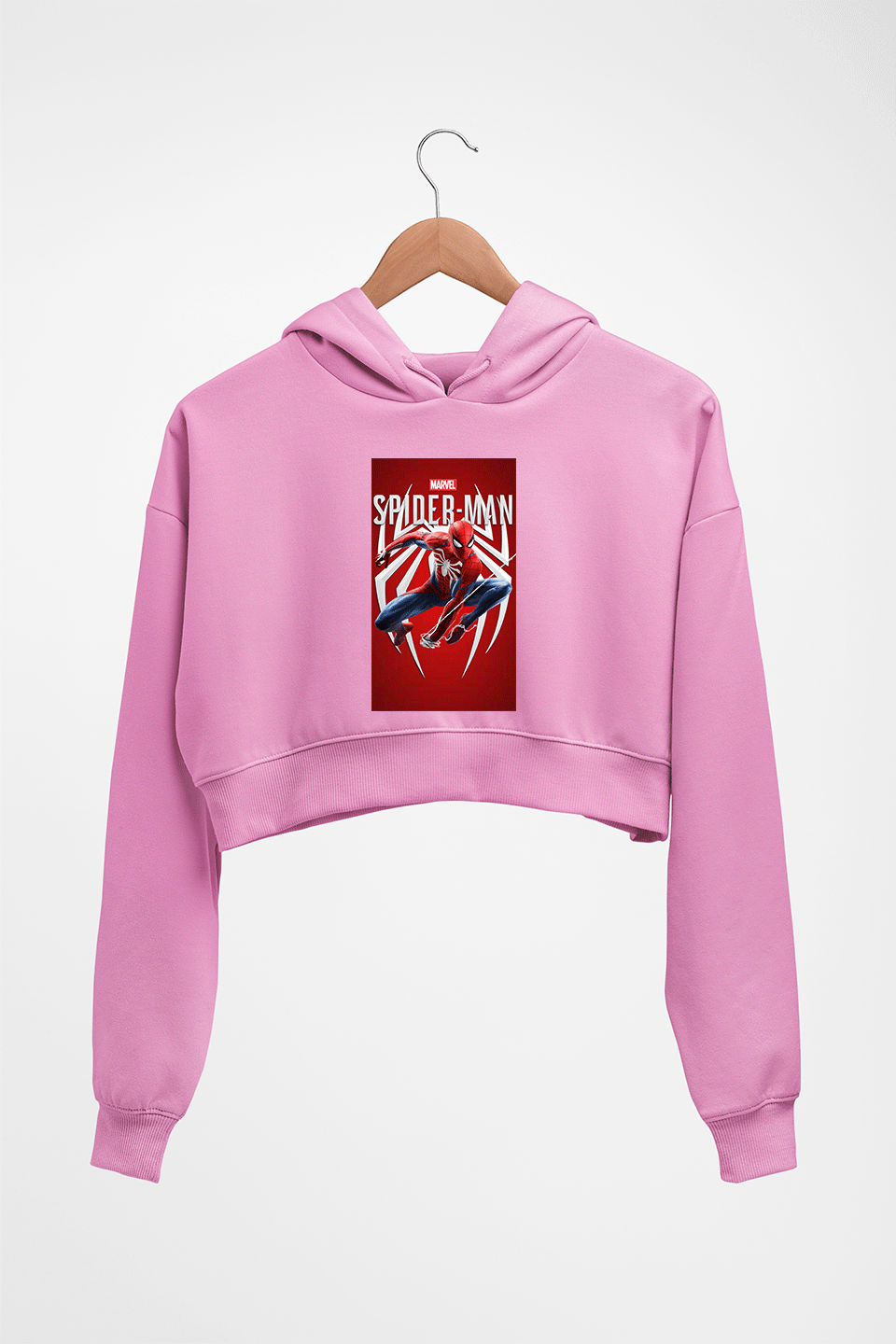 Spider Man Superhero Crop HOODIE FOR WOMEN-Light Baby Pink-Ektarfa.online