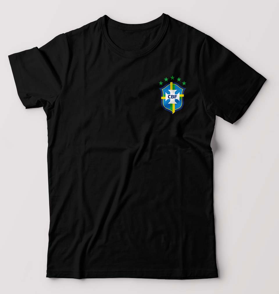 Brazil Football T-Shirt for Men-S(38 Inches)-Black-Ektarfa.online