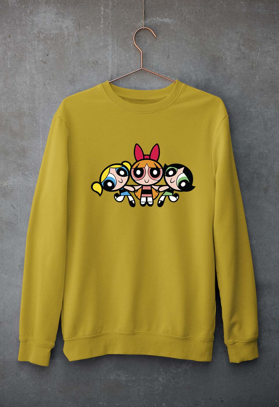 Powerpuff Girls Unisex Sweatshirt for Men/Women-Mustard Yellow-Ektarfa.online