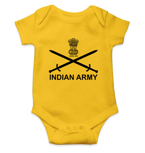 Indian Army Kids Romper For Baby Boy/Girl-0-5 Months(18 Inches)-Yellow-Ektarfa.online