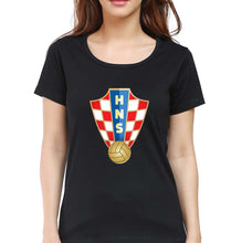 Load image into Gallery viewer, Croatia Football T-Shirt for Women-Black-Ektarfa.online
