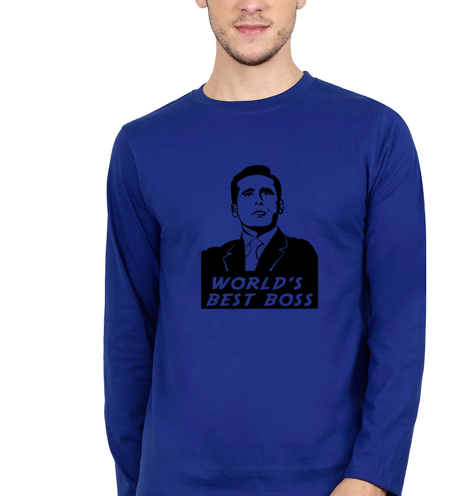Michael Scott Best Boss Full Sleeves T-Shirt for Men-Royal Blue-Ektarfa.online