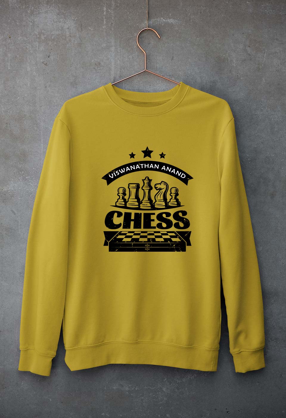 Viswanathan Anand Chess Unisex Sweatshirt for Men/Women-Mustard Yellow-Ektarfa.online