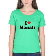 Load image into Gallery viewer, I Love Manali T-Shirt for Women-Flag Green-Ektarfa.online
