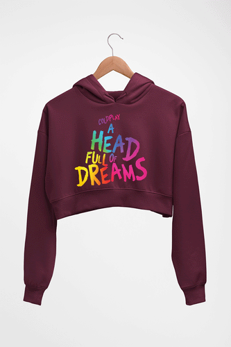 Coldplay Crop HOODIE FOR WOMEN-Maroon-Ektarfa.online