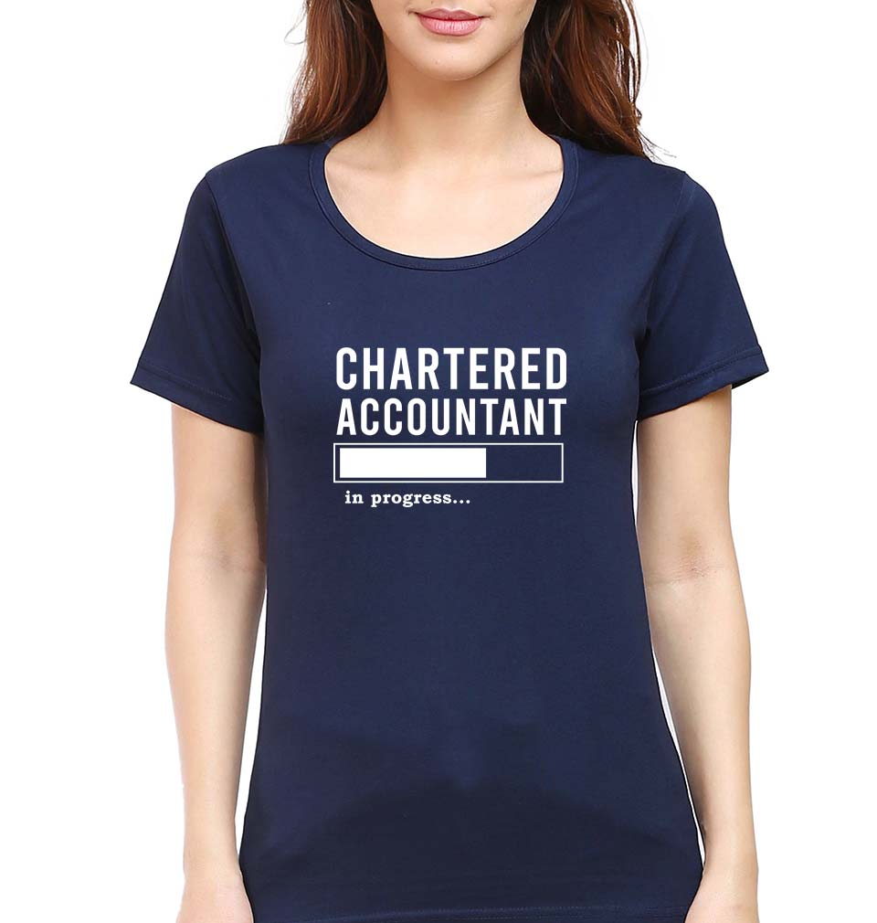 Chartered Accountants(CA) In Progress T-Shirt for Women-Navy Blue-Ektarfa.online