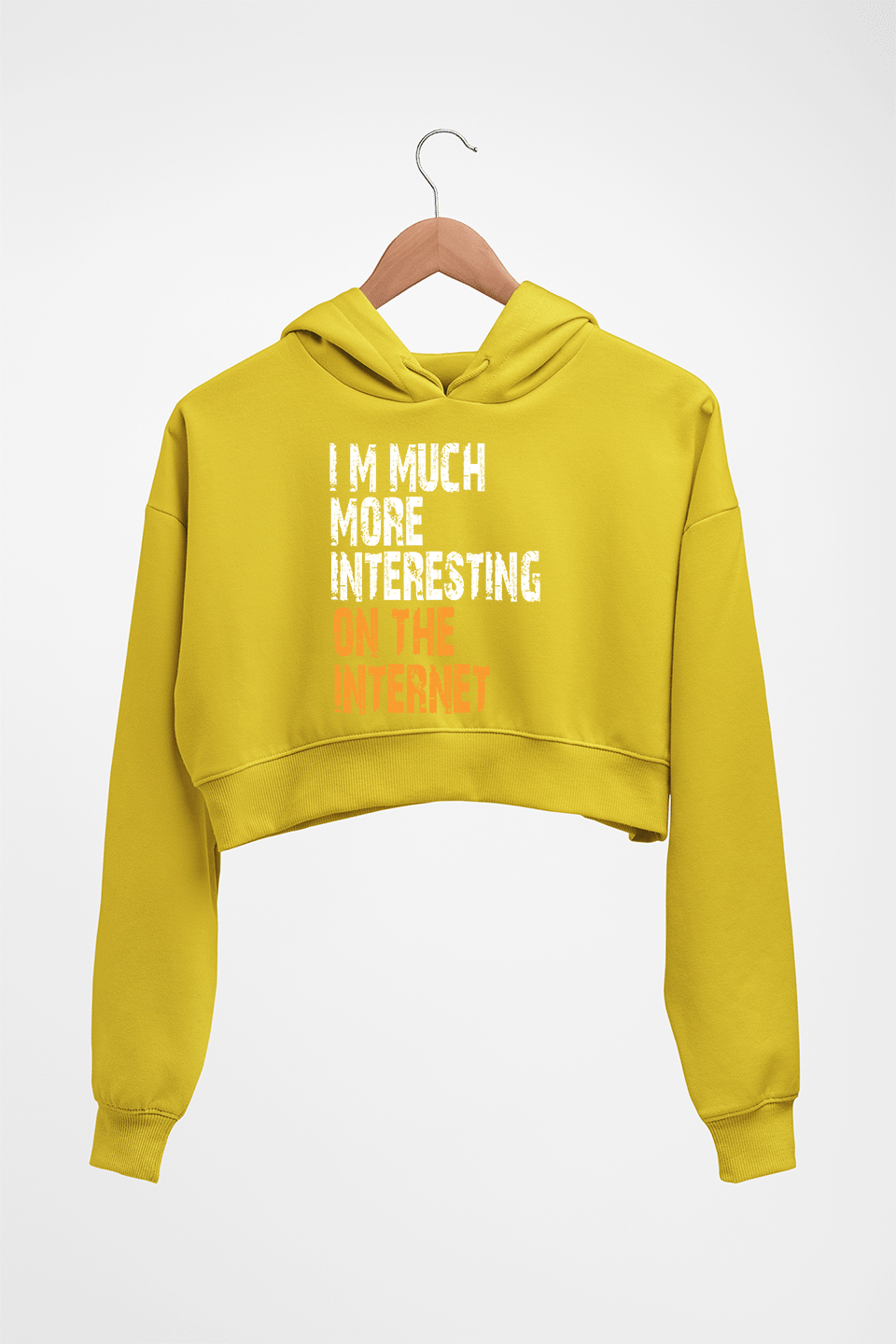 Internet Funny Crop HOODIE FOR WOMEN-Mustard Yellow-Ektarfa.online