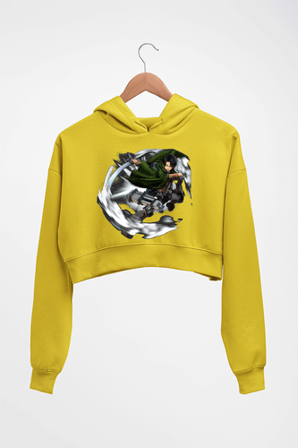 Attack on Titan Crop HOODIE FOR WOMEN-Mustard Yellow-Ektarfa.online
