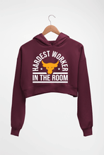 Load image into Gallery viewer, Hardest Worker In the Room Gym Crop HOODIE FOR WOMEN-Maroon-Ektarfa.online
