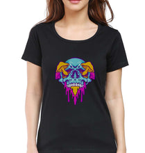 Load image into Gallery viewer, Trippy Psychedelic Skull T-Shirt for Women-Black-Ektarfa.online
