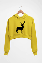 Load image into Gallery viewer, Deer Crop HOODIE FOR WOMEN-Mustard Yellow-Ektarfa.online
