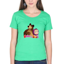 Load image into Gallery viewer, Masha and the Bear T-Shirt for Women-Flag Green-Ektarfa.online
