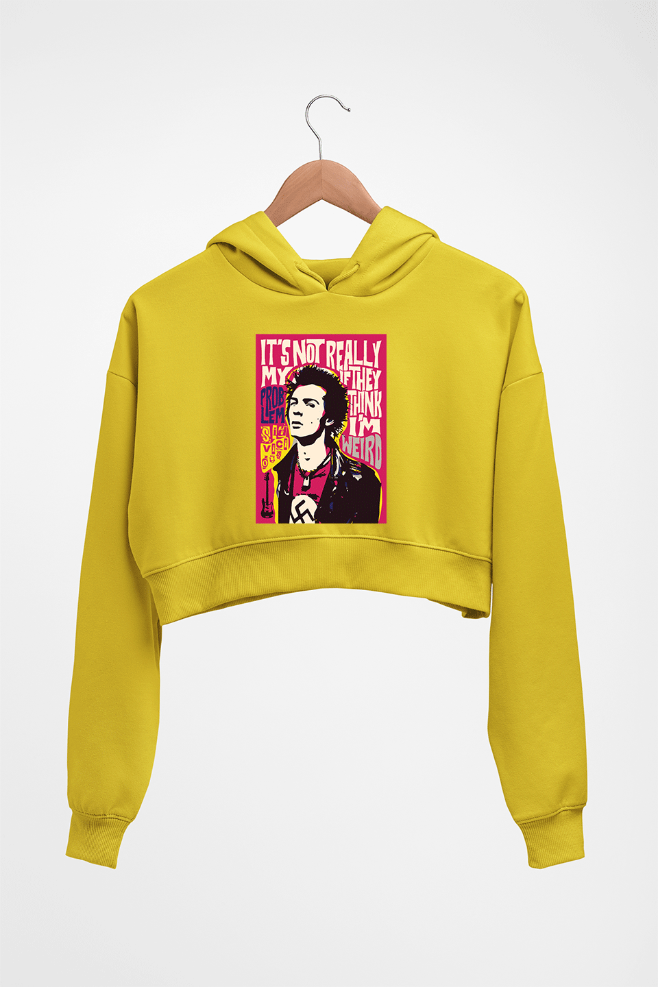 Sid Vicious Crop HOODIE FOR WOMEN-Mustard Yellow-Ektarfa.online