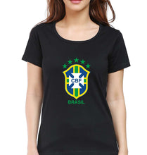 Load image into Gallery viewer, Brazil Football T-Shirt for Women-Black-Ektarfa.online

