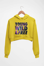 Load image into Gallery viewer, Young Wild Free Crop HOODIE FOR WOMEN-Mustard Yellow-Ektarfa.online

