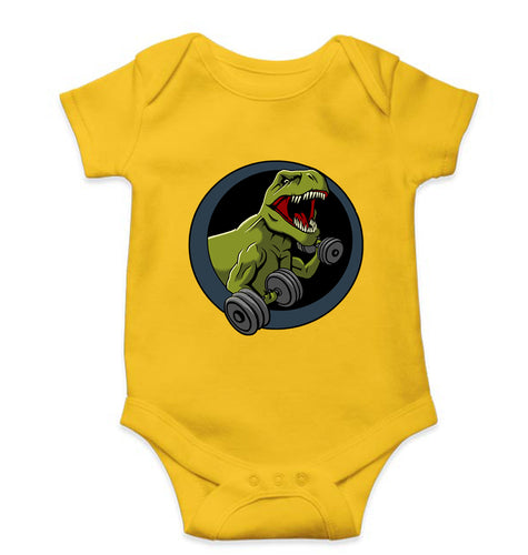 Angry T-Rex Gym Kids Romper For Baby Boy/Girl-Yellow-Ektarfa.online