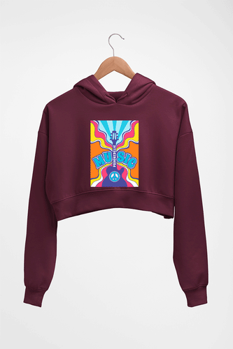 Psychedelic Crop HOODIE FOR WOMEN-Maroon-Ektarfa.online
