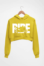Load image into Gallery viewer, Ride Superbike Crop HOODIE FOR WOMEN-Mustard Yellow-Ektarfa.online
