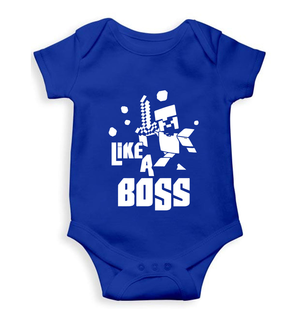 Minecraft Kids Romper For Baby Boy/Girl-0-5 Months(18 Inches)-Royal Blue-Ektarfa.online