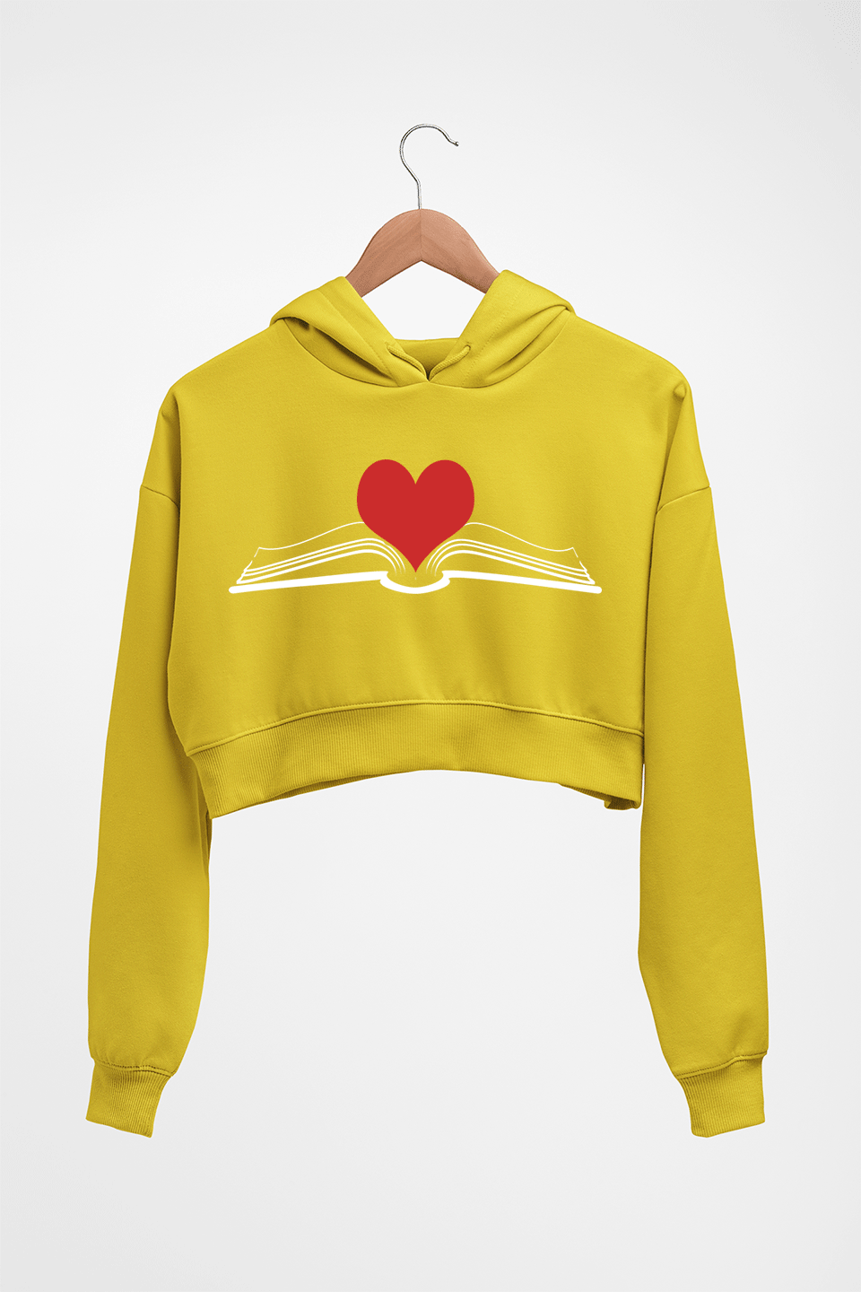 Books Crop HOODIE FOR WOMEN-Mustard Yellow-Ektarfa.online