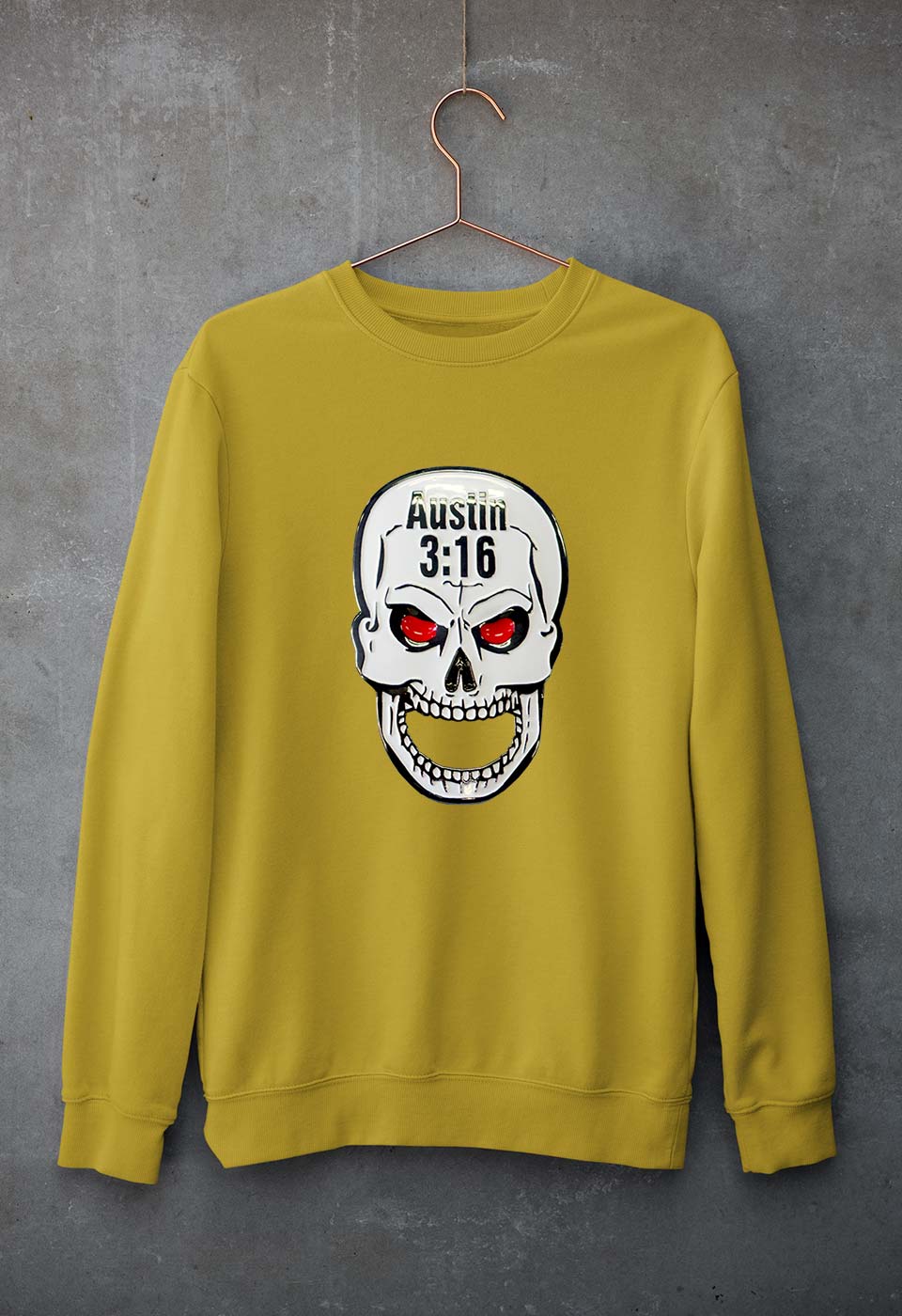 Stone Cold Steve Austin (WWE) Unisex Sweatshirt for Men/Women-Mustard Yellow-Ektarfa.online