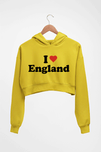 Load image into Gallery viewer, I Love England Crop HOODIE FOR WOMEN-Mustard Yellow-Ektarfa.online
