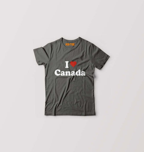 I Love Canada Kids T-Shirt for Boy/Girl-Charcoal-Ektarfa.online