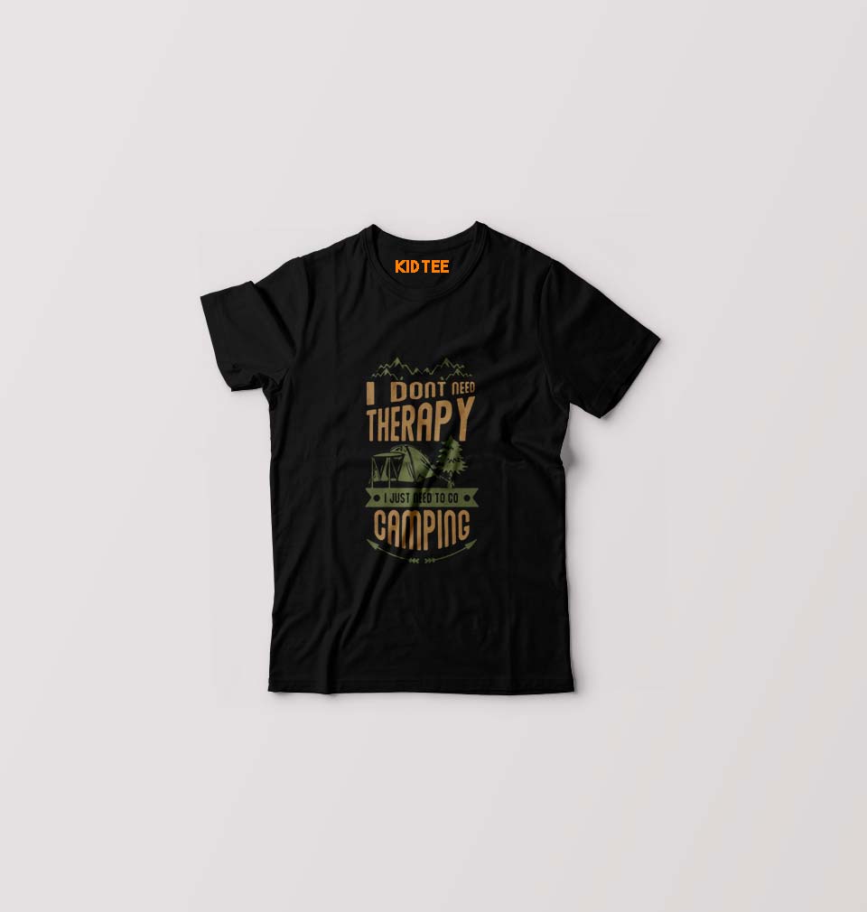 Camping Kids T-Shirt for Boy/Girl-Black-Ektarfa.online