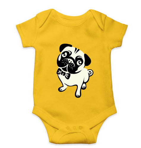 Pug Dog Kids Romper For Baby Boy/Girl-0-5 Months(18 Inches)-Yellow-Ektarfa.online