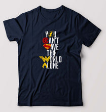Load image into Gallery viewer, You Can&#39;t Save The World Alone Justice League T-Shirt for Men-Navy Blue-Ektarfa.online
