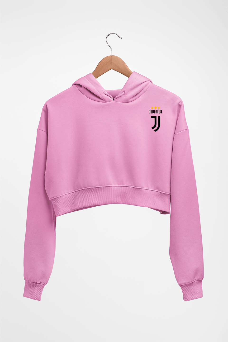 Juventus Logo Crop HOODIE FOR WOMEN-Light Baby Pink-Ektarfa.online
