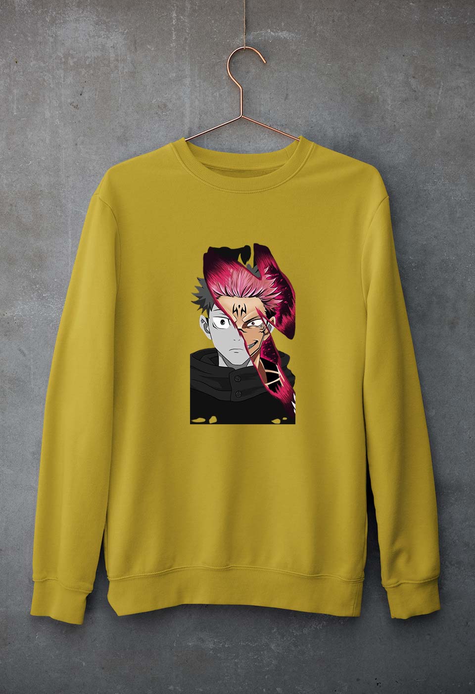Sukuna Anime Unisex Sweatshirt for Men/Women-Mustard Yellow-Ektarfa.online