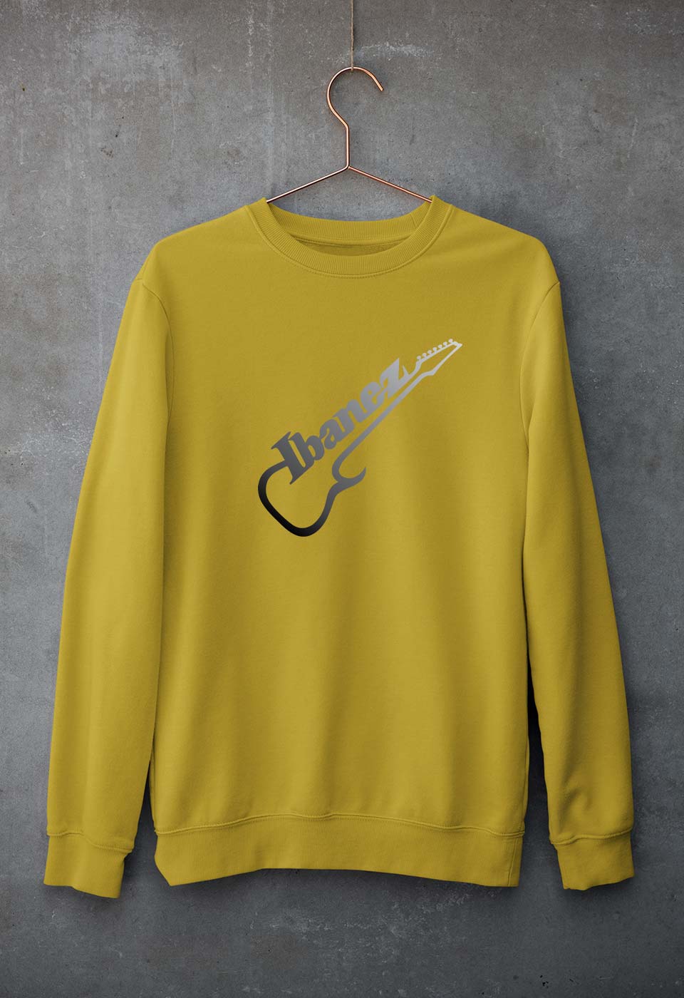 Ibanez Guitar Unisex Sweatshirt for Men/Women-S(40 Inches)-Mustard Yellow-Ektarfa.online